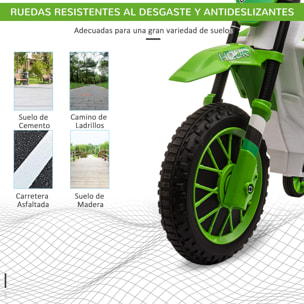 MotoEléctricaparaNiñosde+3Años12VMotodeJugueteInfantilcon2RuedasdeEquilibrioVelocidadMáx.8km/hArranqueSuave106,5x51,5x68cmVerde