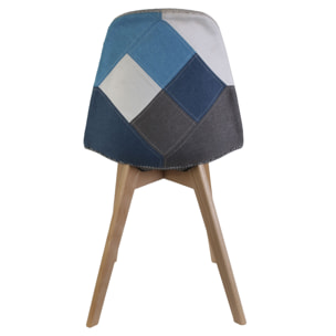 Chaise Patchwork Bleu Gris - Lot De 4