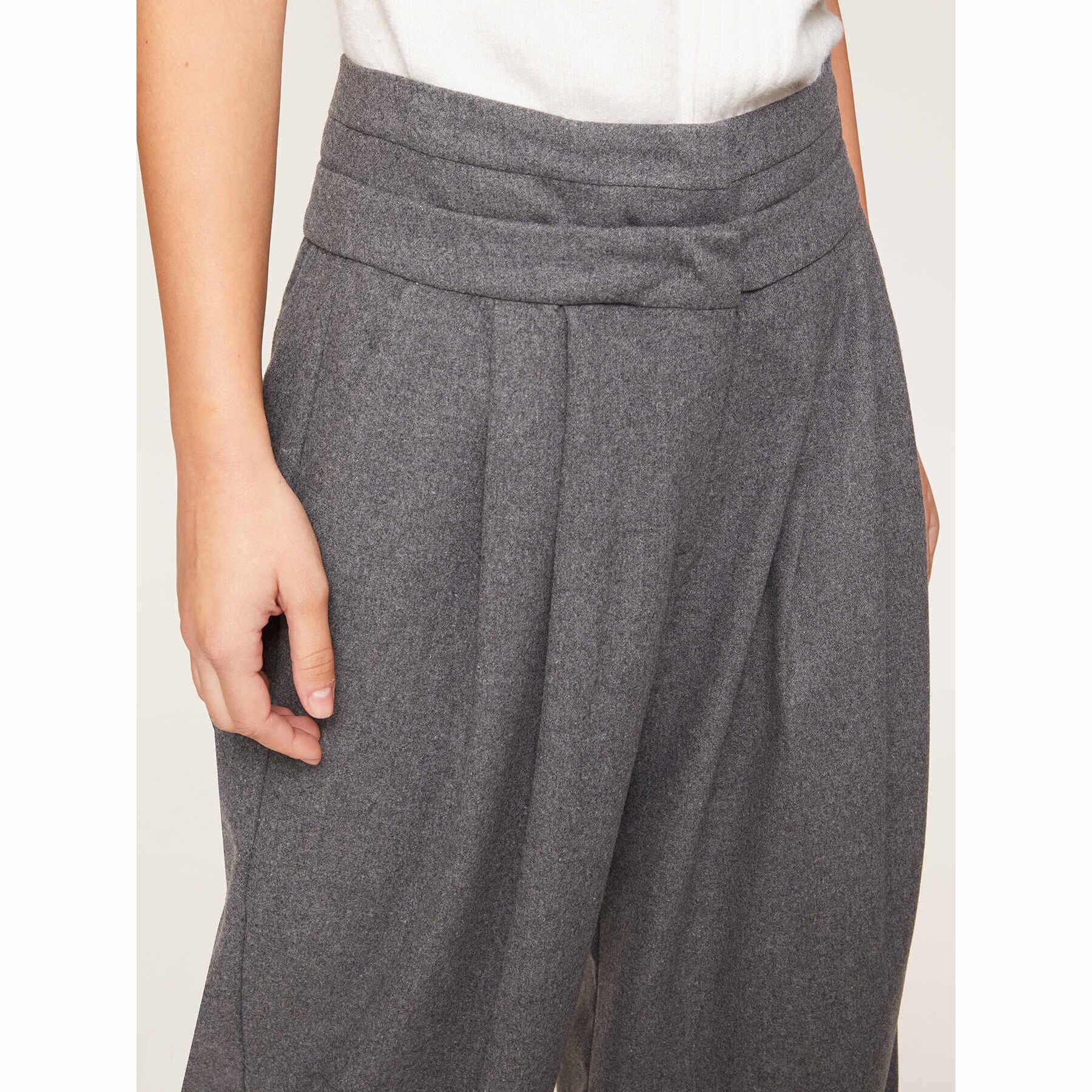 Motivi - Pantalones modelo palazzo con pinzas de franela - Gris