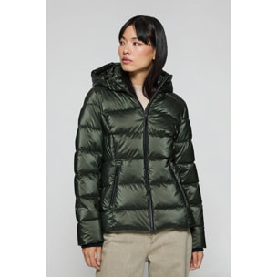 Giacca effetto lucido verde Snow con cappuccio fisso e dettagli Polo Club