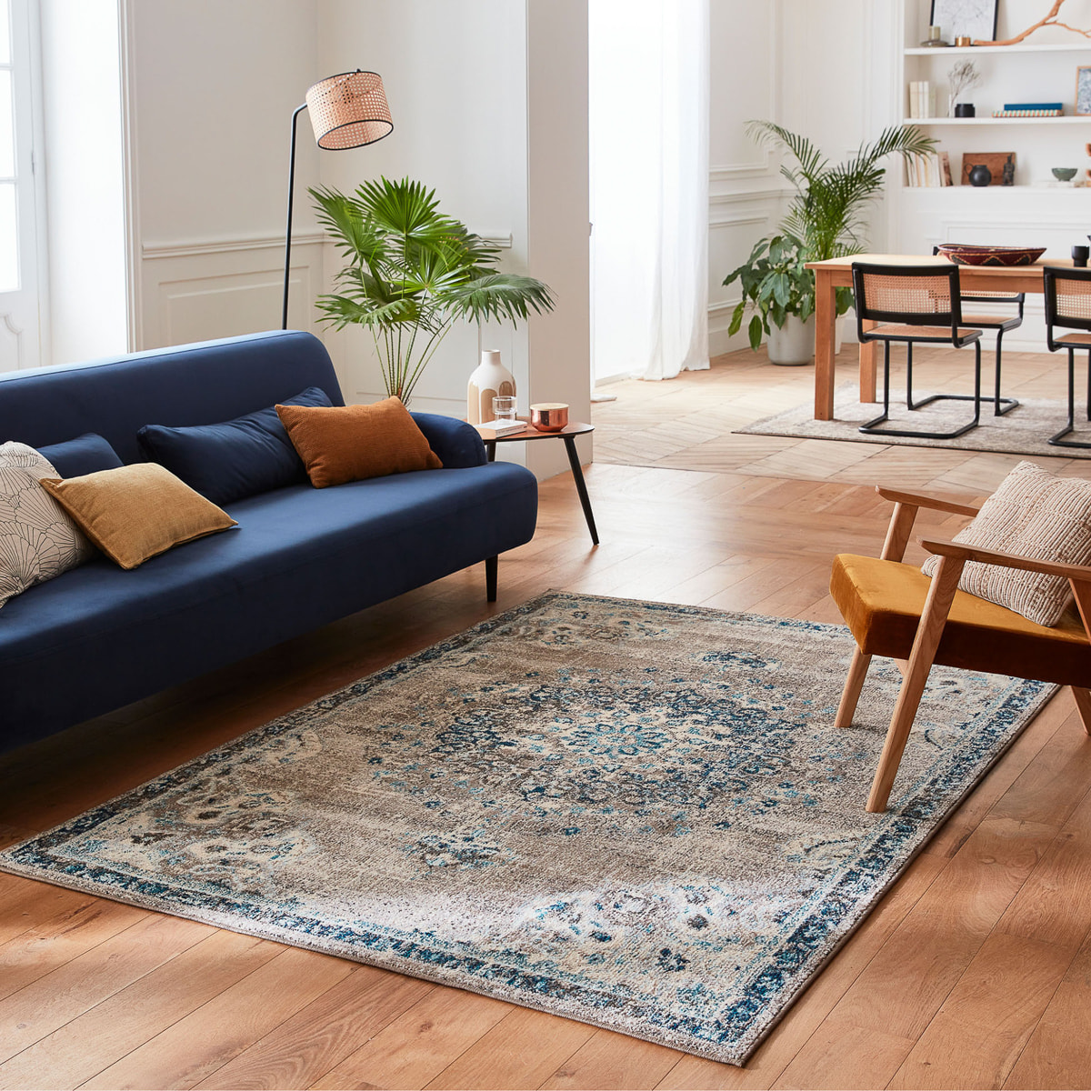 Anatolia - Tapis de salon vintage, bleu céruléen