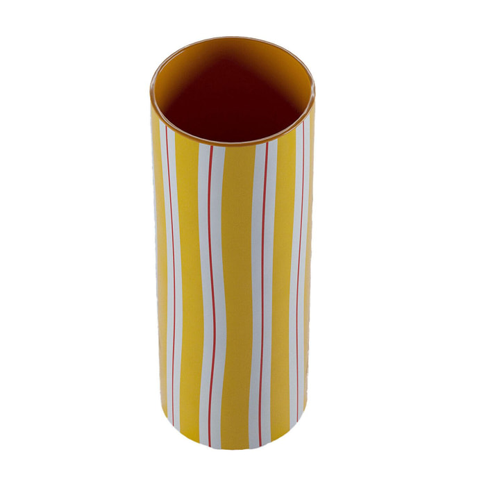 Vase cylindrique à rayures jaune, grand modèle