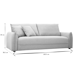 Canapé 3 places en tissu effet velours texturé beige PIO