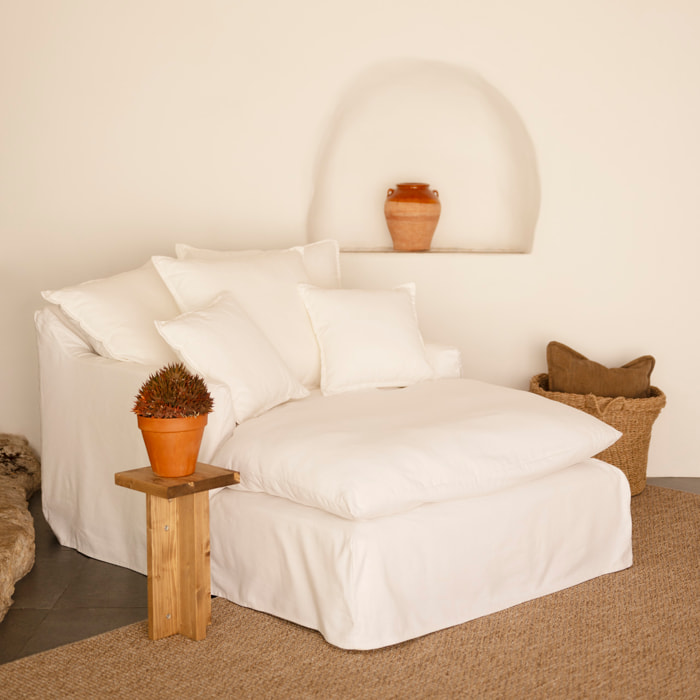 Sillón de algodón y lino color blanco de 115x170cm Alto: 73 Largo: 170 Ancho: 115