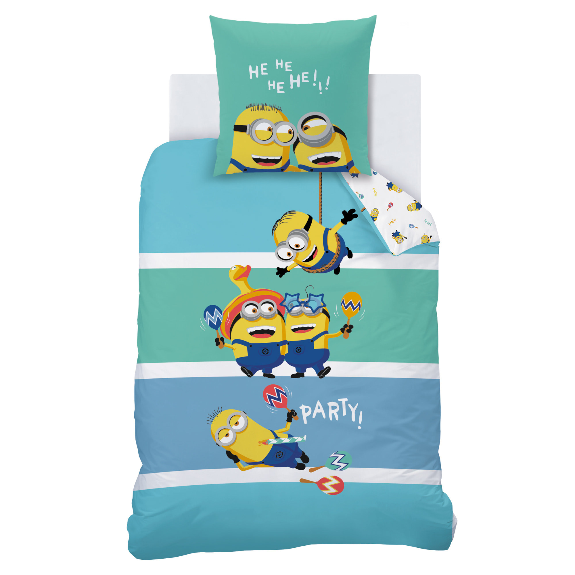 Parure de lit imprimée 100% coton, LES MINIONS FIESTA