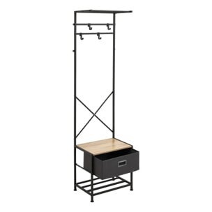 Dressing Tissa 4 patères 1 tiroir gris