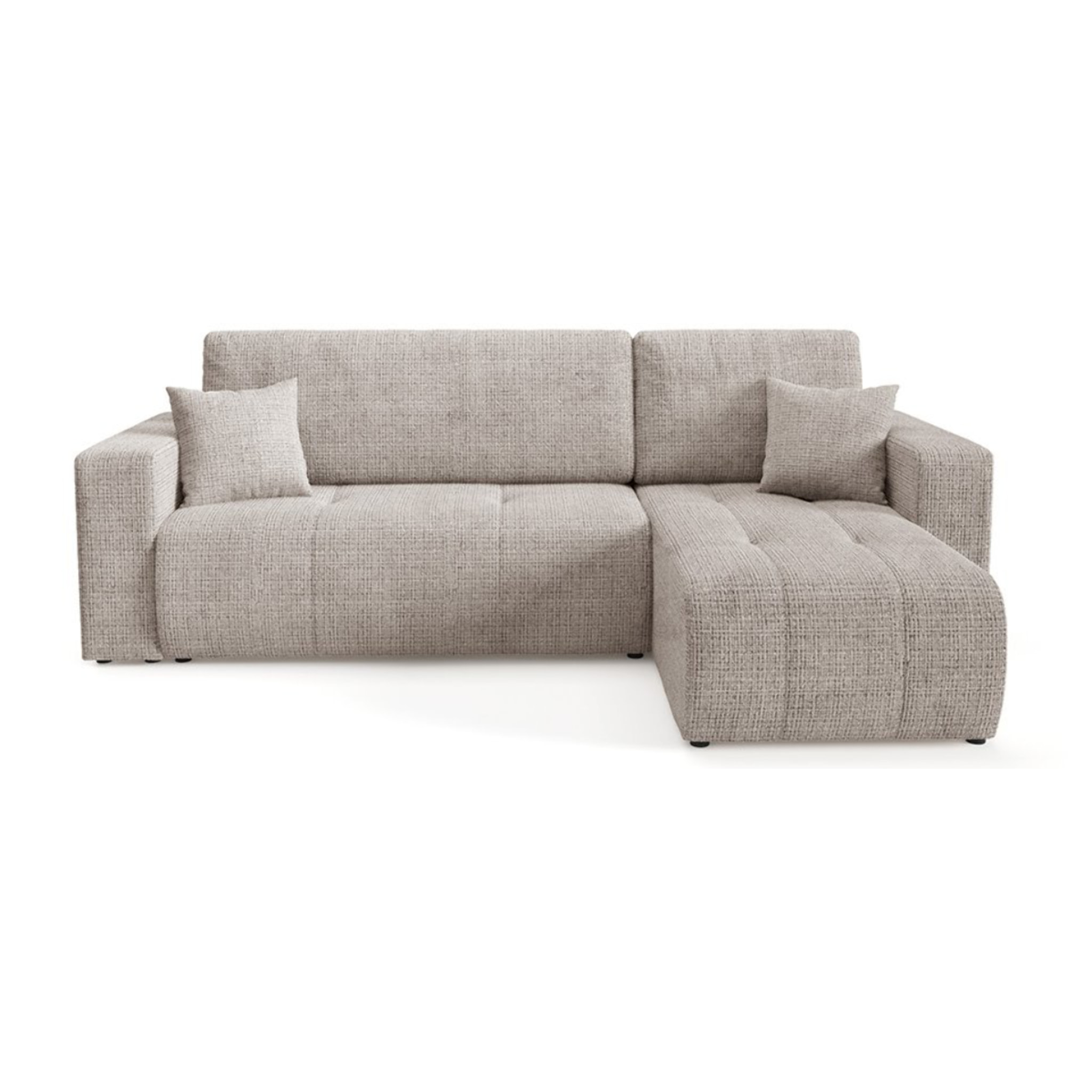 AURORE - Canapé d'angle droit 3 places en tissu texturé taupe