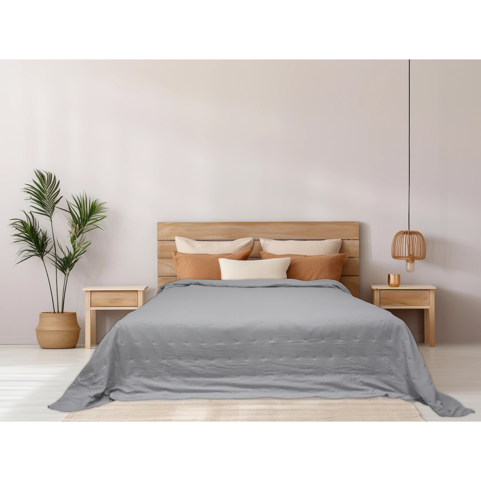 COPRILETTO LETTO MATRIMONIALE GRIGIO MEZZA STAGIONE TINTA UNITA EFFETTO STROPICCIATO