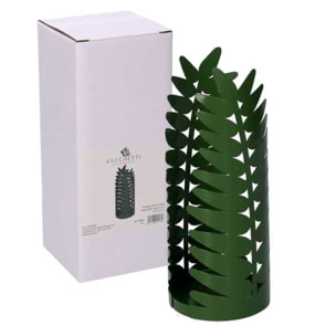 Portabicchiere in metallo foglia d'alloro verde scuro tondo cm ø8h20