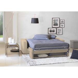 Divano Letto Aleida, Divano a 2 posti, 100% Made in Italy, Sofà Soggiorno con apertura girevole, in tessuto imbottito, con Braccioli standard, Cm 180x95h90, Beige