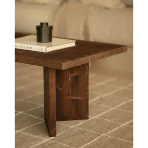 Mesa de centro de madera maciza en tono nogal de 120x55cm Alto: 40 Largo: 120 Ancho: 55