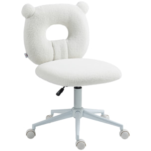 Silla de Escritorio Moderno de Borreguillo Silla Giratoria Infantil con Asiento Ajustable en Altura y Respaldo en Forma de Oso Carga 120 kg