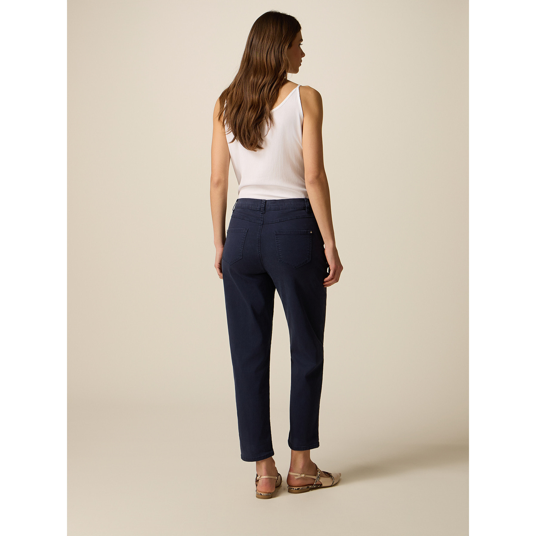 Oltre - Pantaloni boyslim misto lyocell - Blu
