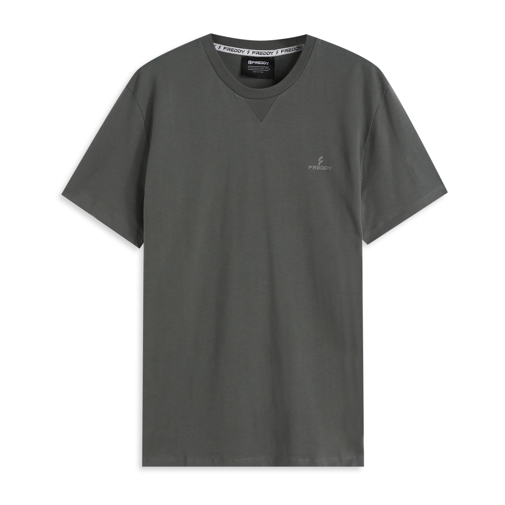 T-shirt Regular con Scollo girocollo e logo in tono colore