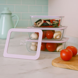 Boîte hermétique rectangulaire rose 2,6L PRESSBOX