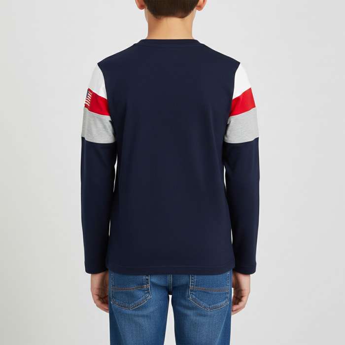 T-shirt con fasce colorate e ricamo logo