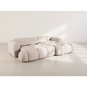 Yulin - Canapé d'angle droit 4 places convertible avec coffre en tissu bouclette - Beige