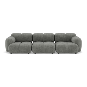 Grace - canapé modulable 3 places en velours texturé - Gris