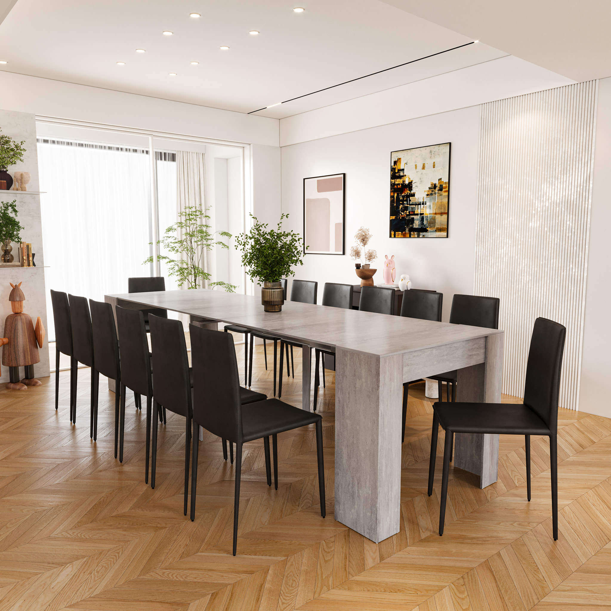 Tavolo Consolle Allungabile Oslo Fino A 3 Metri Tavolo 14 Posti Salvaspazio Design Moderno Elegante Consolle Casa Ufficio 78x51x90 cm Grigio Cemento