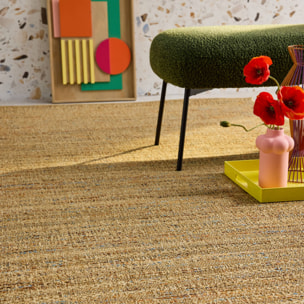 Tapis intérieur/extérieur effet jute claire avec touches de couleur EMILY