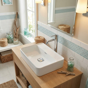 Lavabo suspendu 50x43 cm - blanc brillant - sans trou de robinetterie - avec trop-plein - Ideal Standard Strada II
