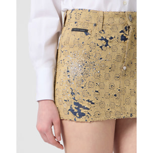 PHILIPP PLEIN Jacquard Mini Skirt Monogram Crystal