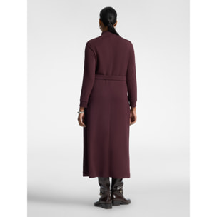 Elena Mirò - Vestido en scuba con cinturón - Burgundy