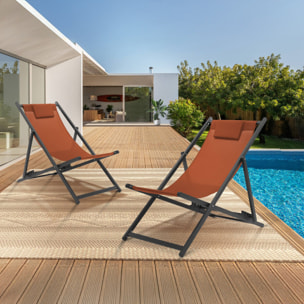 Chiliennes en métal et toile - lot de 2