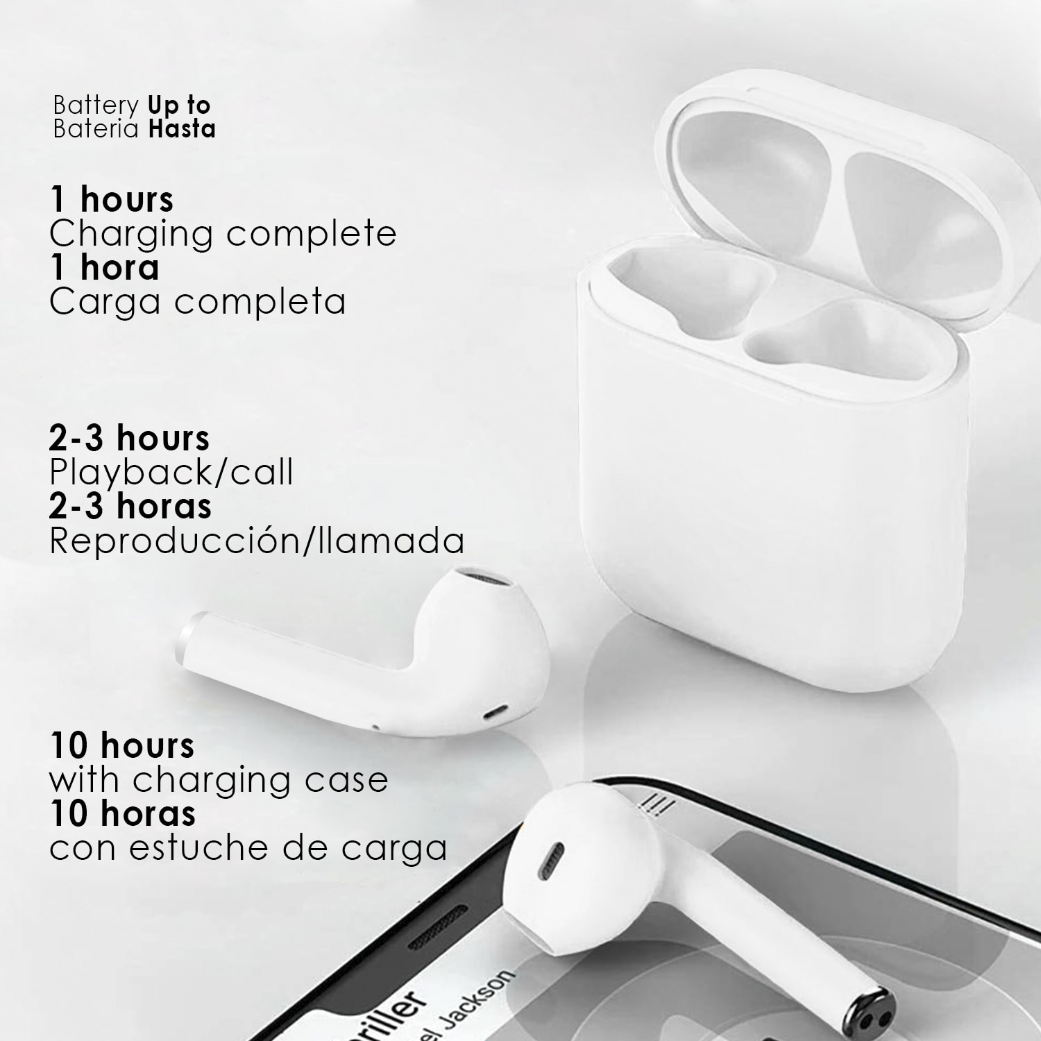 Auriculares DAM D120 TWS Bluetooth 5.0 táctiles con base de carga y sincronización automática con ventana emergente