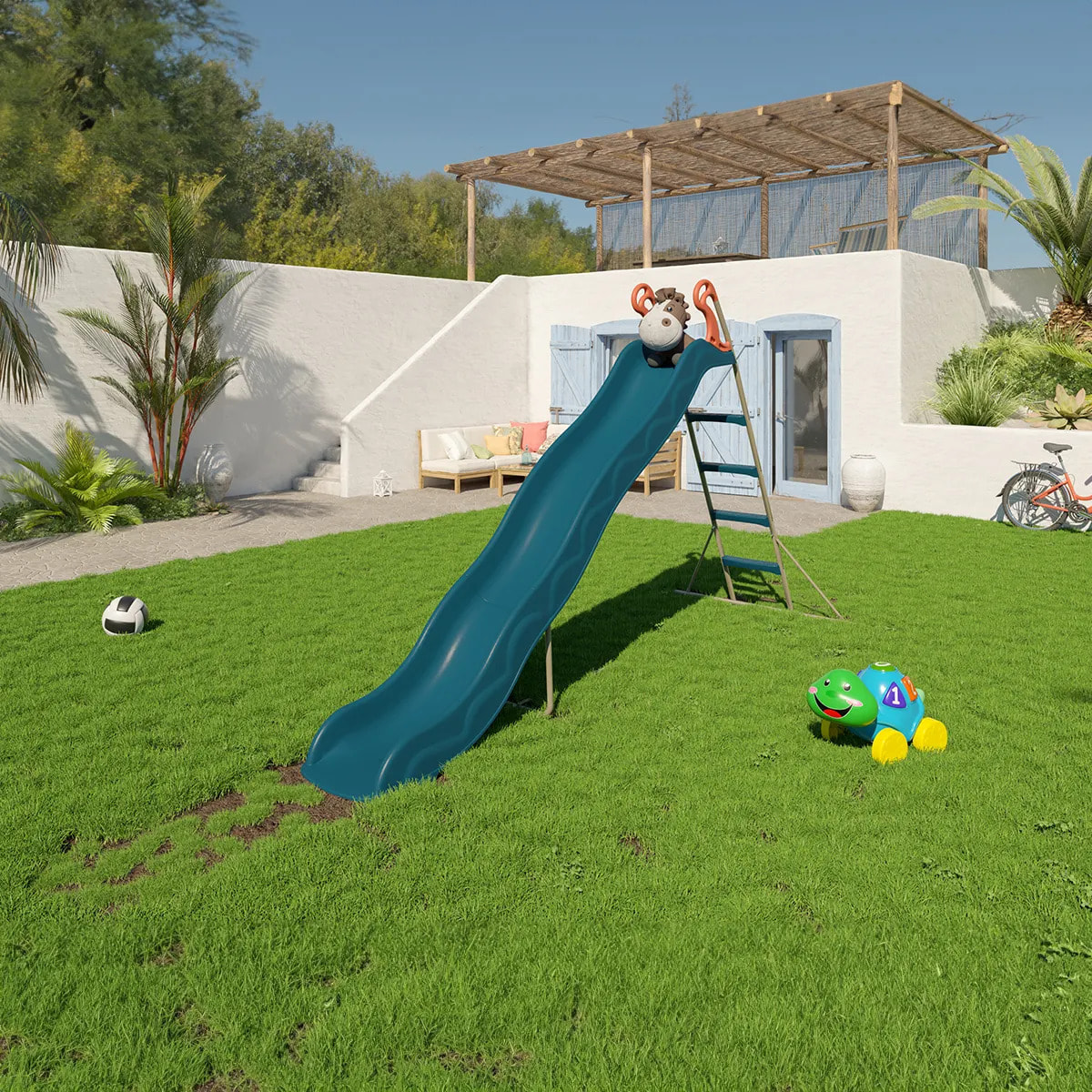 Toboggan ACTOU Bleu 3 m, 3-12 ans
