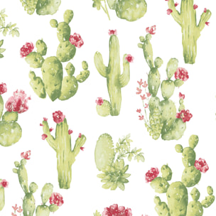 Papier peint cactus - Blanc