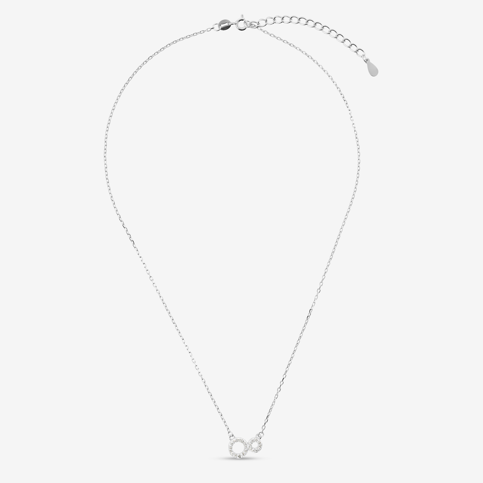 Collana in Argento 925 con Pendente Doppio in Pavé di Cubic Zirconia
