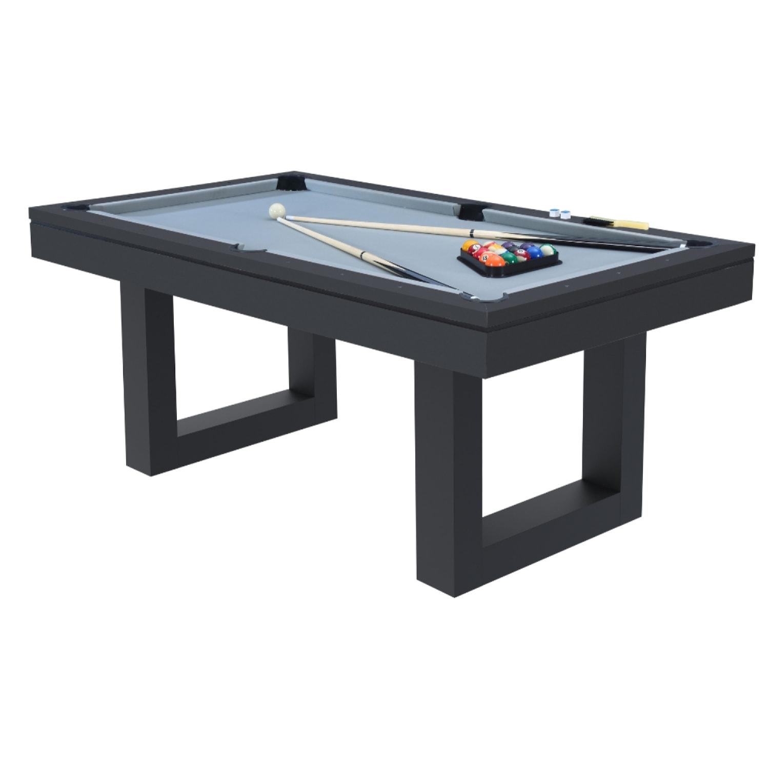 Table multi-jeux 3 en 1 billard et ping-pong en bois noir ARIES