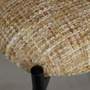 Ensemble table à effet noyer et 6 fauteuils en tissu ocre  SUZAN