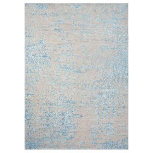 tapis salon 170x240 fait main en viscose bleu clair rectangle motif faux uni
