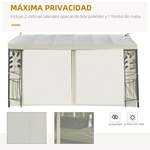 Cenador con Montaje en Pared Cortinas Laterales Malla con Cremallera 4x3x2,6m