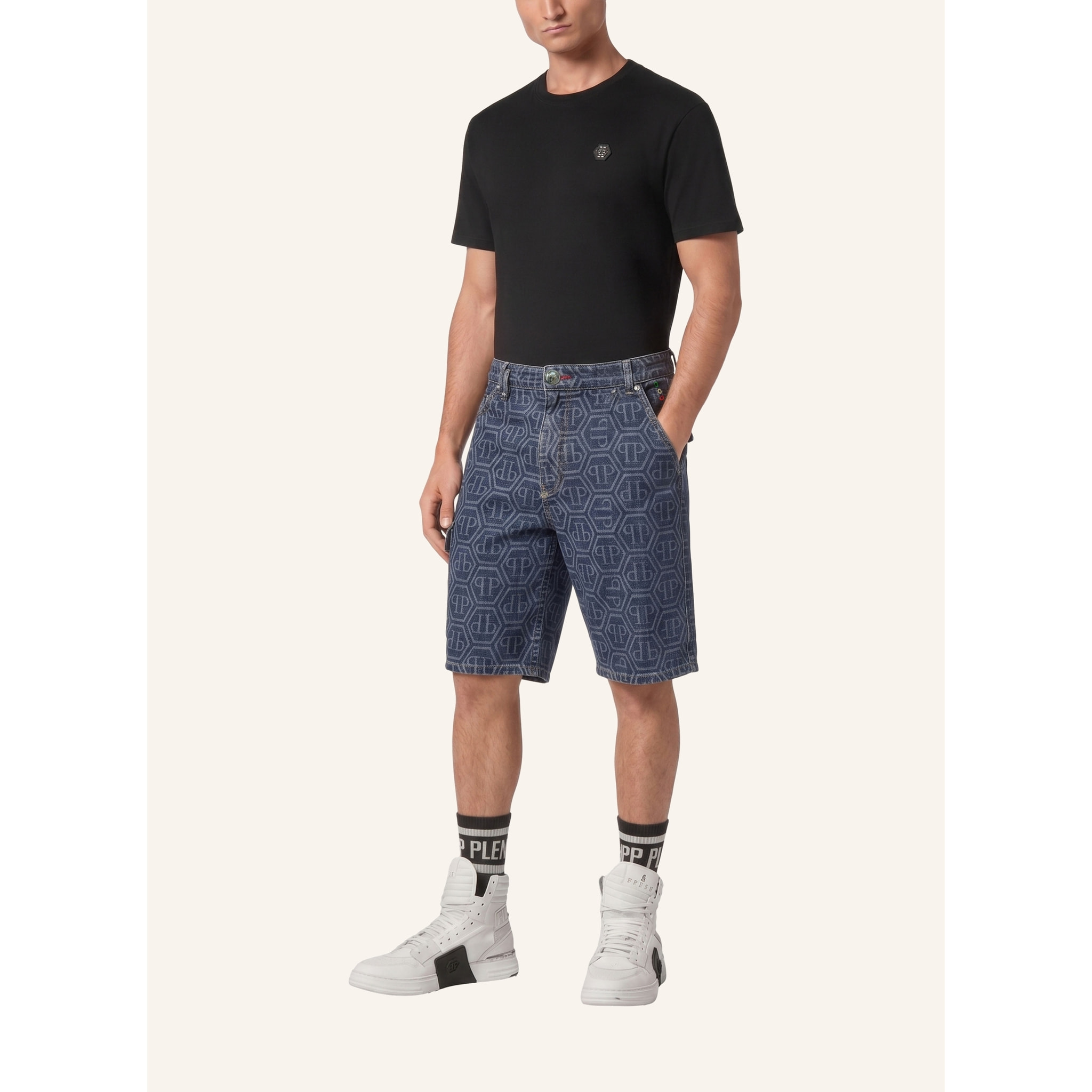 PHILIPP PLEIN Pantaloncini in denim Fermentera MONOGRAM