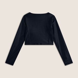 Maglia corta con scollo quadrato in tessuto effetto wet