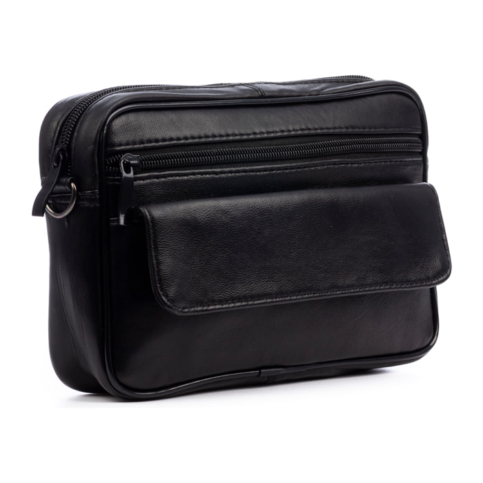 Atri bolso bandolera con 4 compartimentos de piel Dollaro.