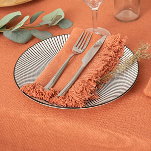 Lot de 2 serviettes de table "Maha" - coton - rose terracotta - 40x40 cm