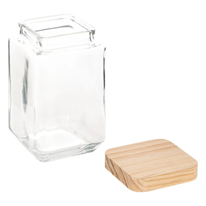 Bocal verre carré couvercle pin "Pin" 1,7L