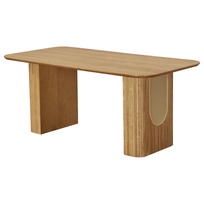 Milazzo - table à manger - bois plaqué chêne et cannage - 180 cm - Bois