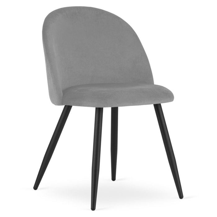 Set di 3 sedie Bello in velluto grigio chiaro e metallo nero