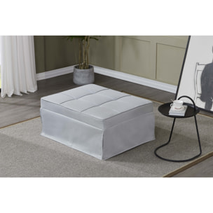 Fauteuil pouf ottoman gris 3 en 1 en tissu gris clair LEIRA