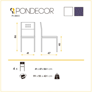 Set de 4 sillas – Polipiel lisa con diseño minimalista