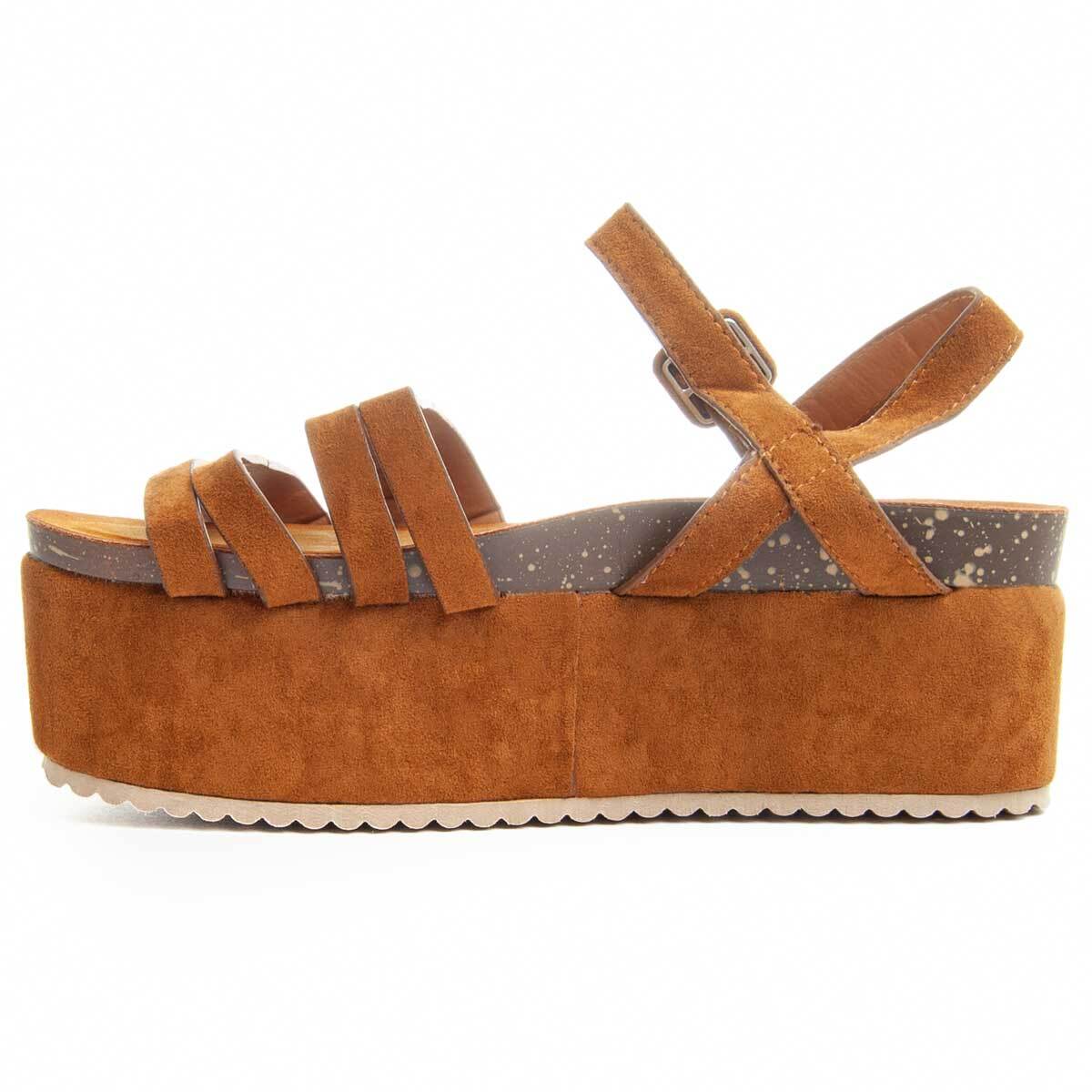 Sandalia de plataforma - Marron - Altura: 10 cm