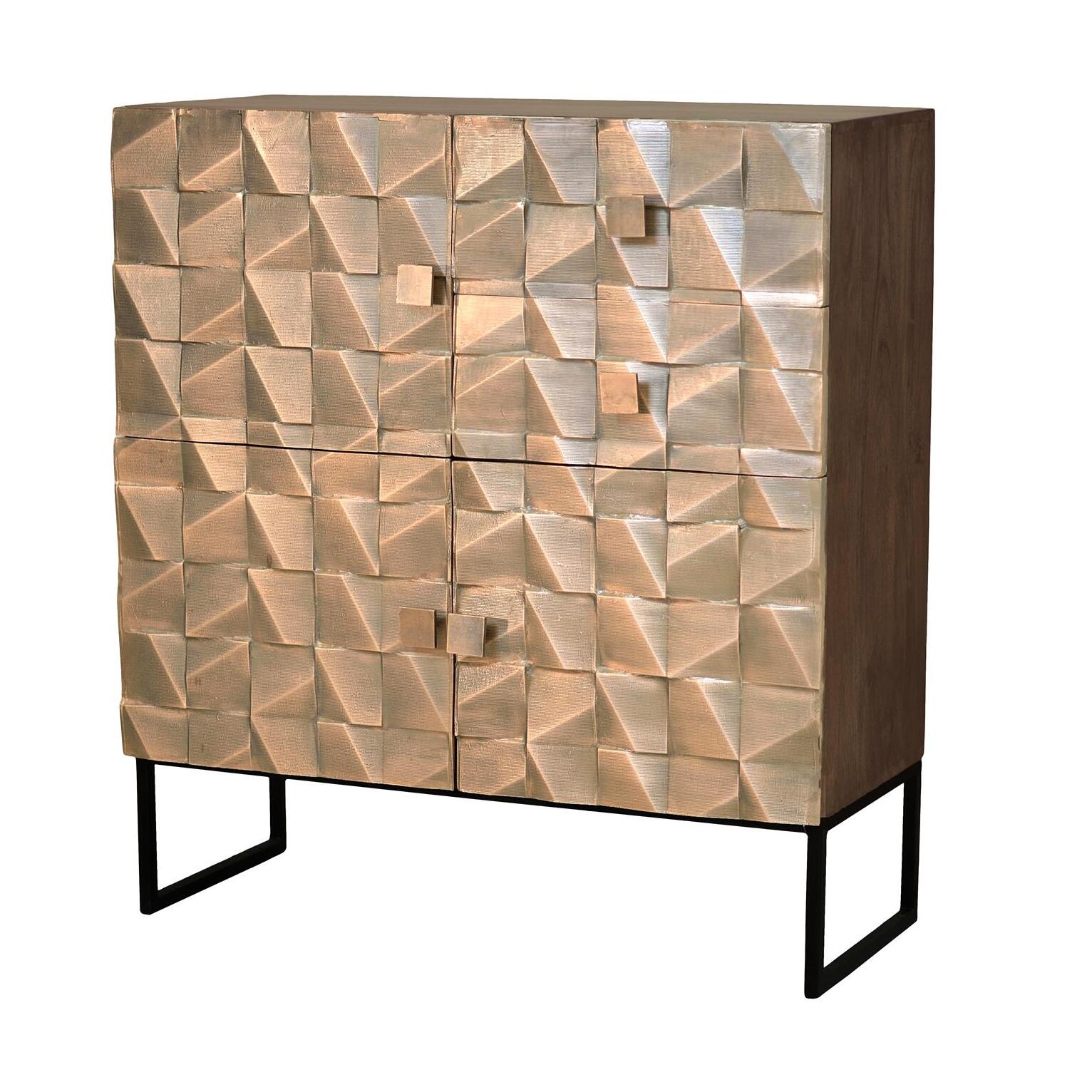 Aparador alto - Madera de Mango y Bronce y Hierro - 100x42x110cm