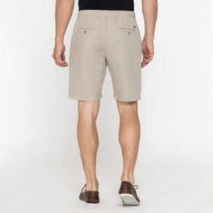 BERMUDA CHINO IN TESSUTO LINO E COTONE CON COULISSE