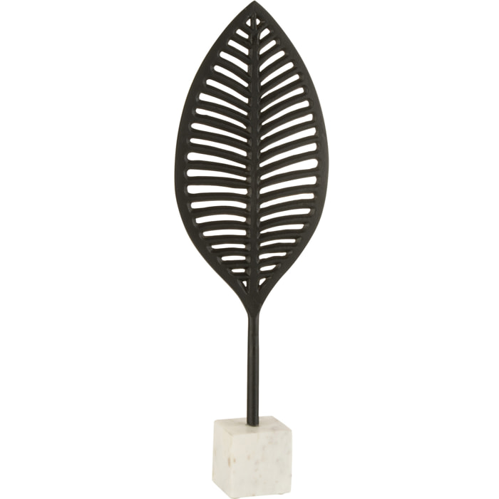 J-Line Statue Feuille Fin Decorative Aluminium Noir/Blanc Small