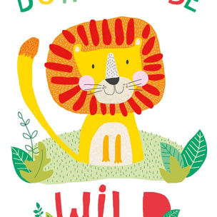 Affiche enfant lion born to be wild Affiche + cadre en bois - Noir
